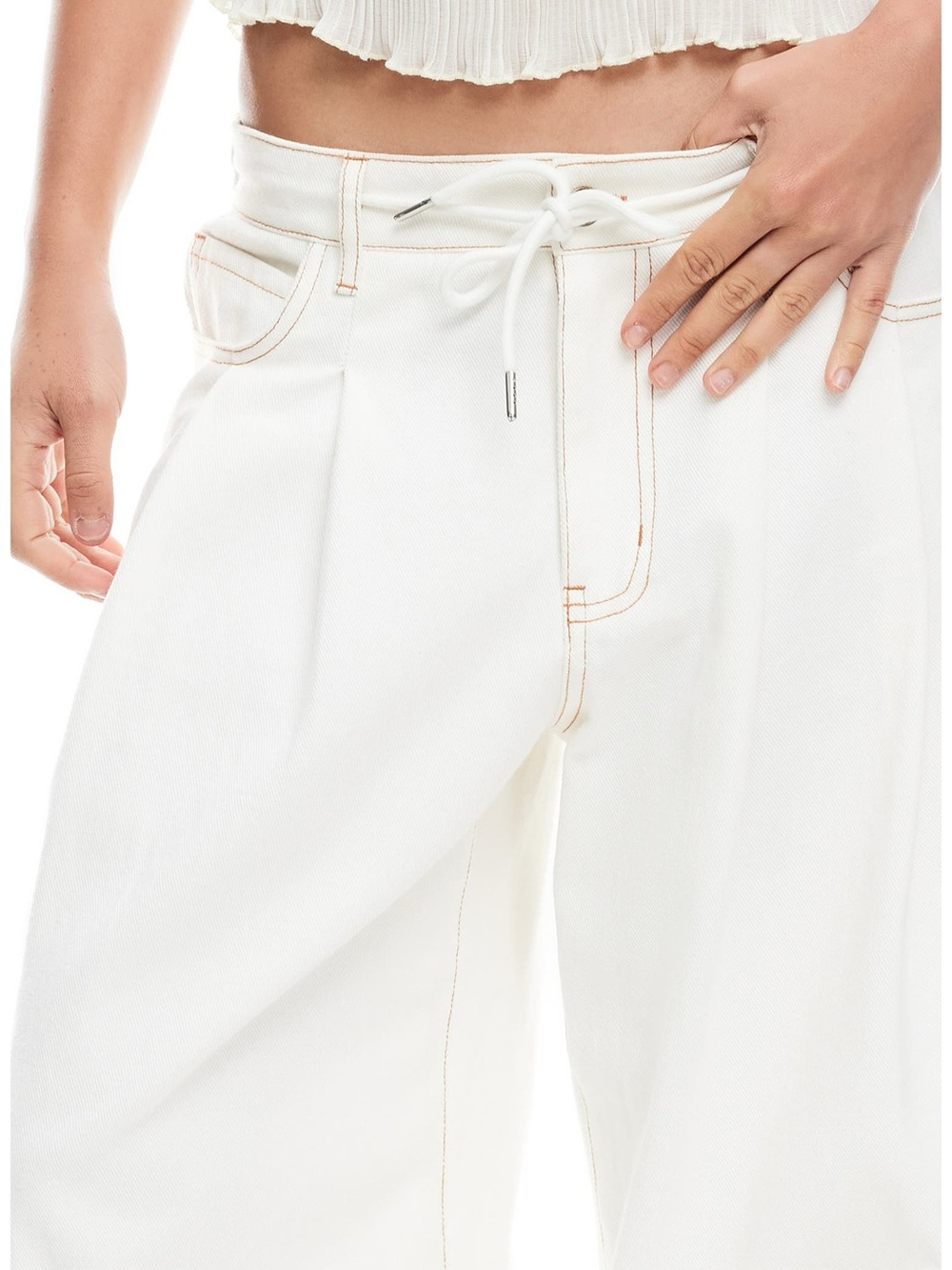 Lioness White Wide-Leg Drawstring Pants